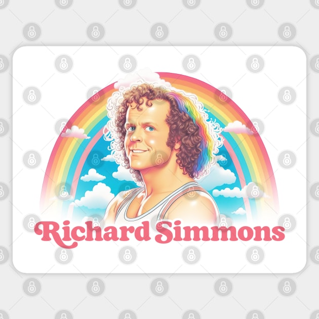Richard Simmons -- Retro Aesthetic Rainbow Fan Art Sticker by DankFutura
